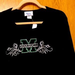 New With Tags, Marshall University WV, 1X, Rhinestones, 3/4” sleeves, by Nitro